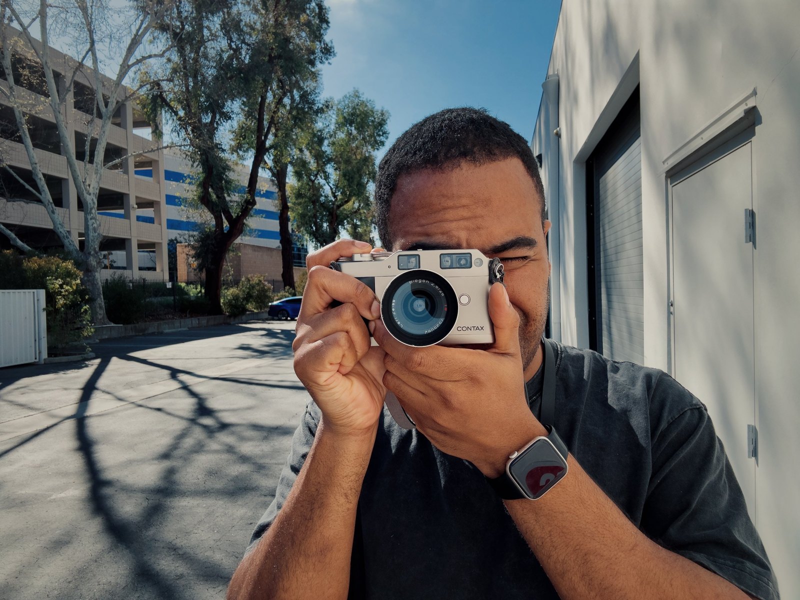 Armani Joseph shooting with a Contax G2 film camera